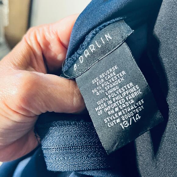 B. Darlin Dress Navy Floral Embroidered Halter Knit Fit & Flare NWT $59 13/14 - Picture 5 of 7